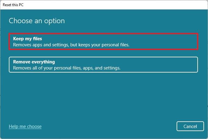 How to reset PC keeping files on Windows 11