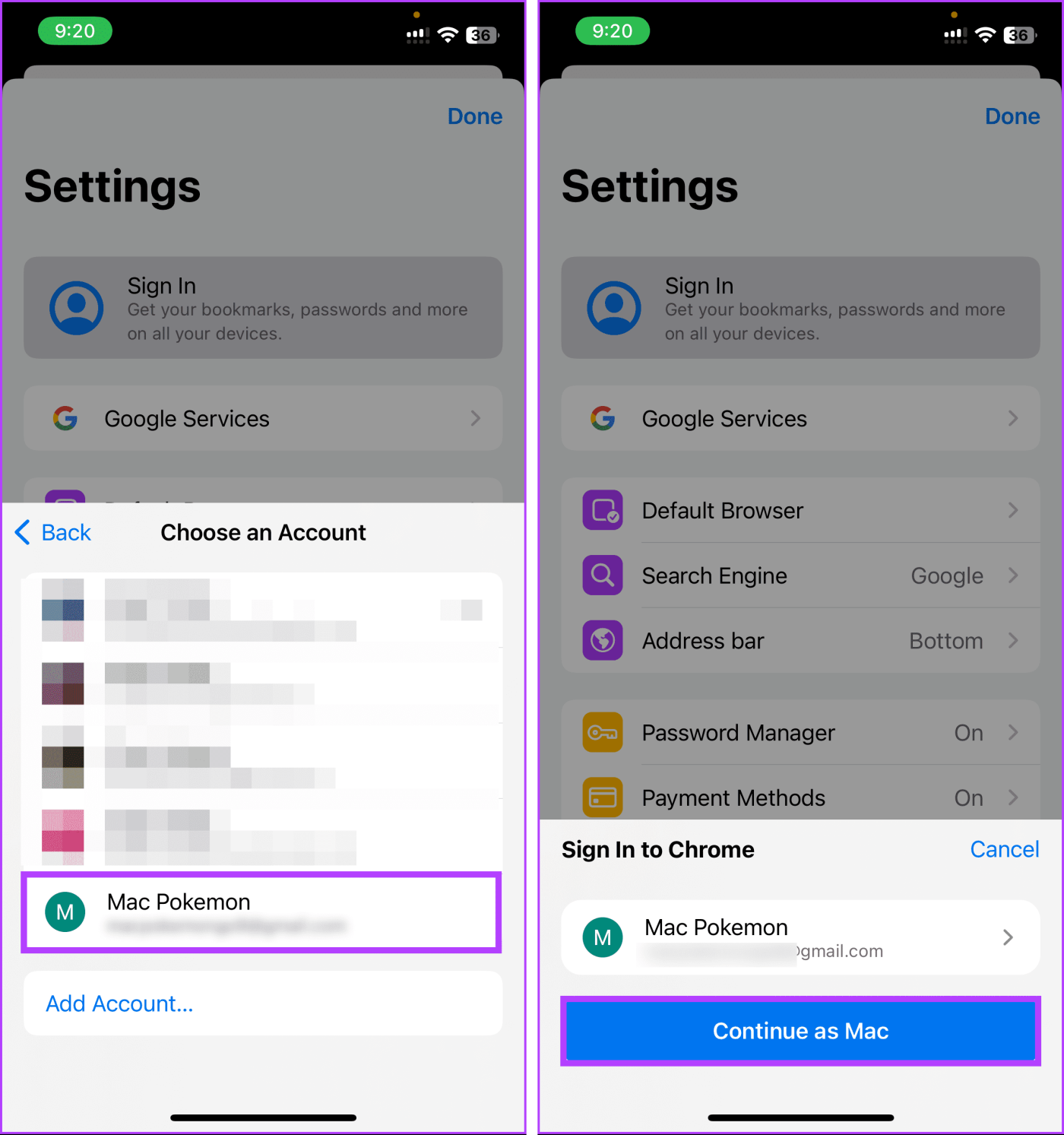 iOS、iPad、Android 版 Chrome で Google アカウントを切り替える方法