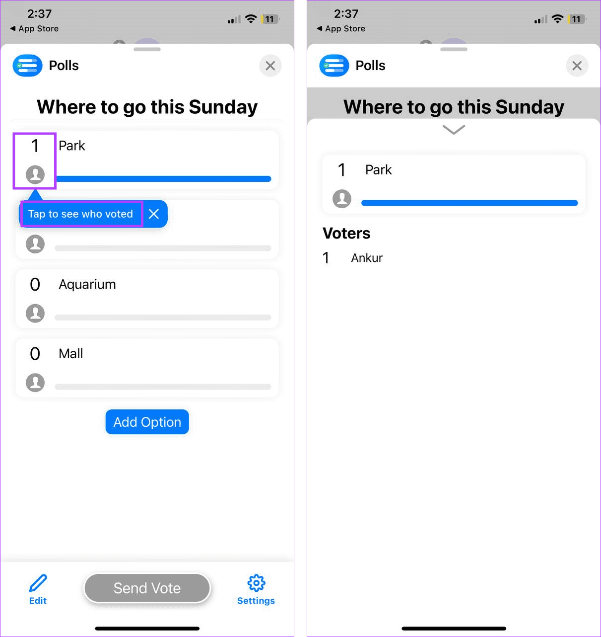 iPhone および iPad の iMessage で投票を作成する方法