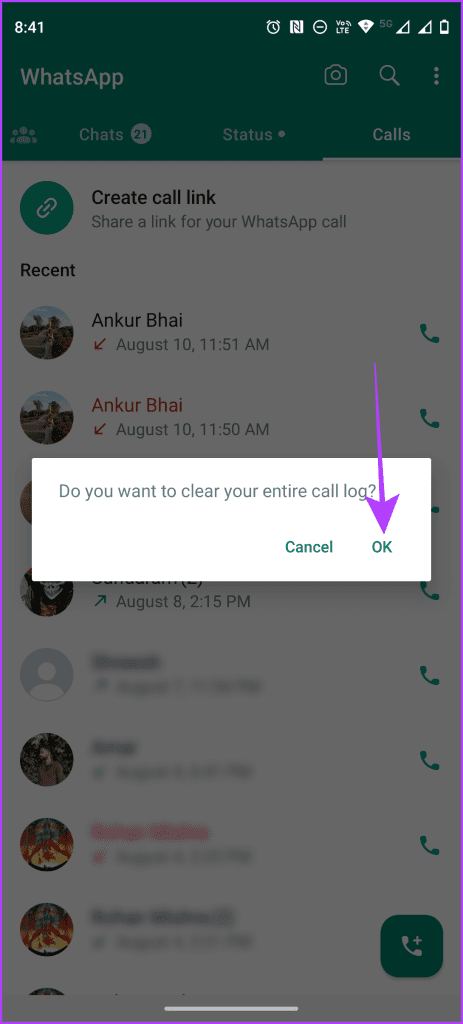 AndroidおよびiOSデバイスでWhatsApp通話履歴を削除する方法
