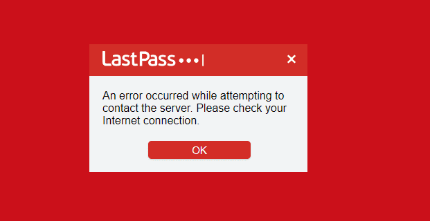 Lastpass：サーバーへの接続中にエラーが発生しました