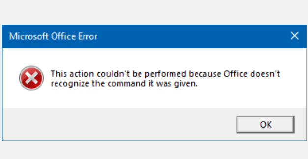 Solución: Office no reconoce el comando que se le dio