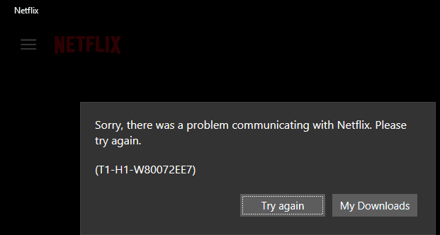 Netflix 오류 T1-H1 문제 해결
