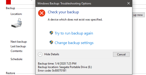 Problemen oplossen Fout 0X800701B1 op Windows 10