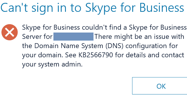 Napraw Skype dla firm nie mógł znaleźć serwera