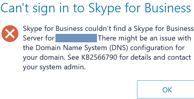 แก้ไข Skype for Business ไม่พบเซิร์ฟเวอร์