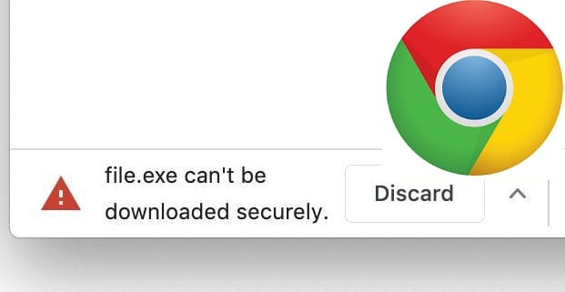 Chrome: 이 파일을 안전하게 다운로드할 수 없습니다.