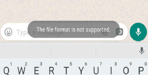 WhatsApp：ファイル形式はサポートされていません