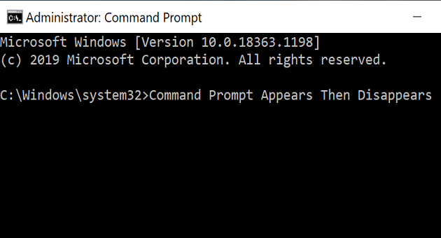 O prompt de comando do Windows 10 aparece e depois desaparece