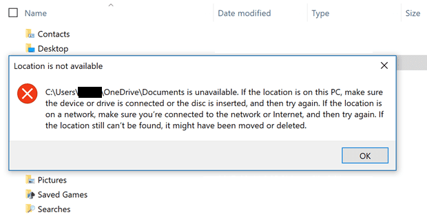 OneDrive：ドキュメントはWindows10では利用できません