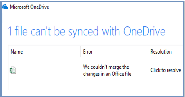 OneDrive：Officeファイルの変更をマージできませんでした