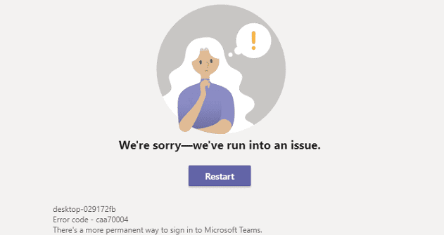 Como corrigir o erro do Microsoft Teams caa70004