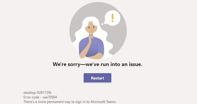 如何修復 Microsoft Teams 錯誤 caa70004