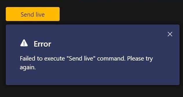 Teams Live: Fehler beim Ausführen des Befehls Live senden
