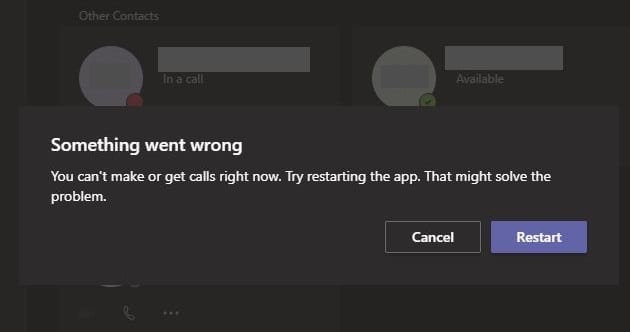 Teams-Fehler: Sie können gerade keine Anrufe tätigen oder entgegennehmen