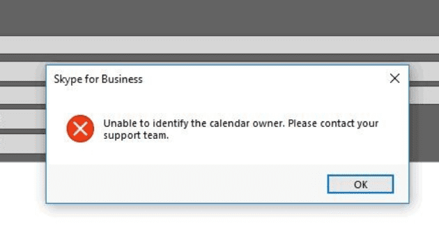 Erro do Skype: Não é possível identificar o proprietário do calendário