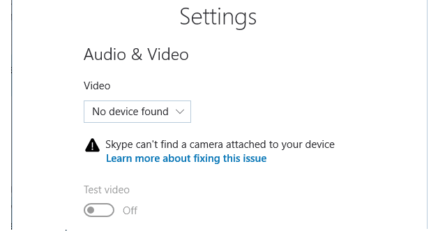 Skype：找不到連接到您設備的攝像頭