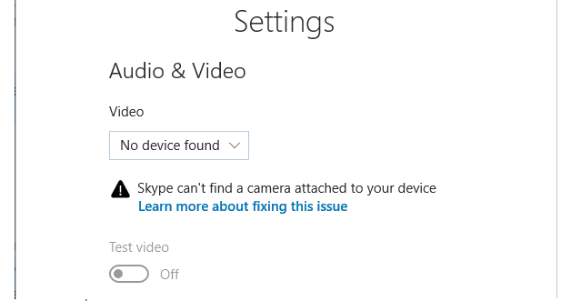 Skype: non riesci a trovare una fotocamera collegata al tuo dispositivo