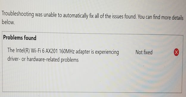 Intel Wi Fi 6ax201アダプタードライバーまたはハードウェアの問題を修正