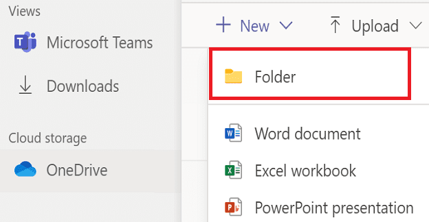 Microsoft Teams: Não é possível criar uma nova pasta em arquivos