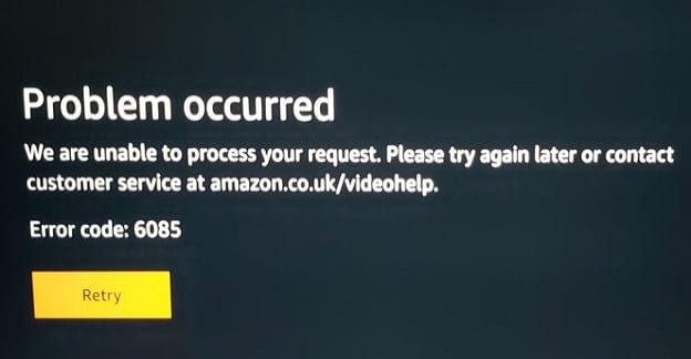 Como corrigir o erro de vídeo 6085 da Amazon Prime