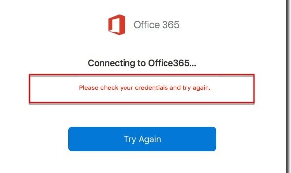 Office 365: no se pueden autenticar sus credenciales