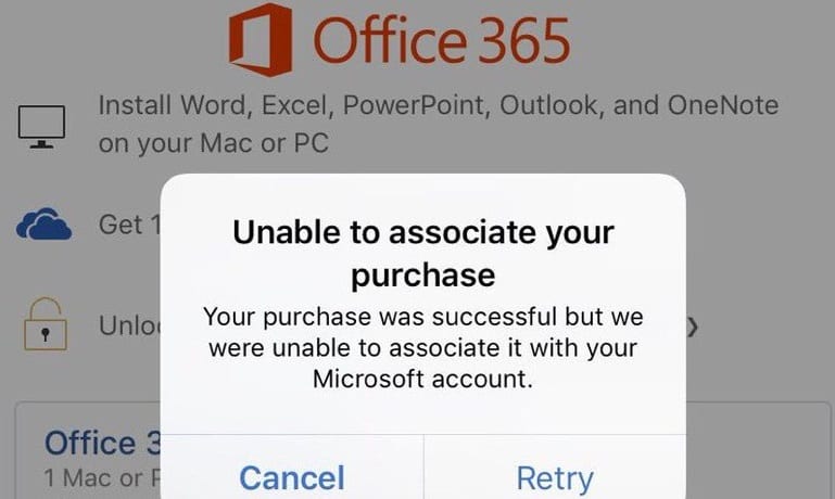 Office 365: Nie można powiązać zakupu