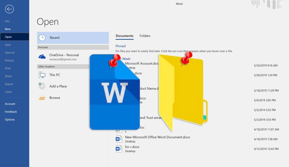 Come aggiungere un file o una cartella allelenco aperto in Microsoft Office per risparmiare tempo