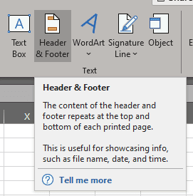Excel：ヘッダーとフッターを追加する