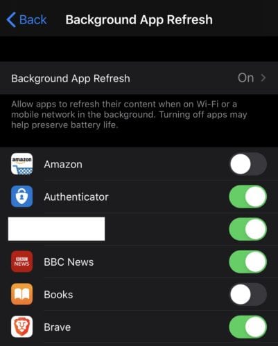 iPhone/iPad: Włącz/wyłącz odświeżanie aplikacji w tle