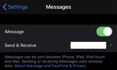 iPhone：iMessageを無効にする