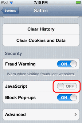 เปิดหรือปิด JavaScript ใน Safari สำหรับ iPhone & iPad