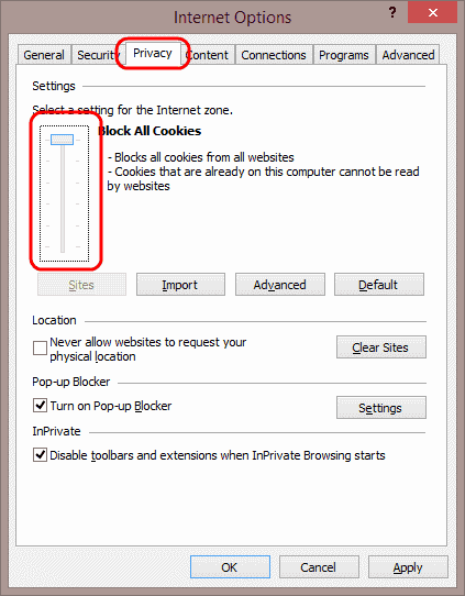 Abilita o disabilita i cookie in Internet Explorer 11