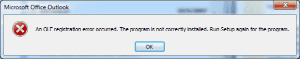 Outlook: Error “Se produjo un error de registro OLE. El programa no está instalado correctamente ... 