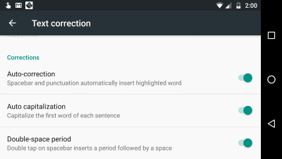 Android 8: deshabilitar la corrección automática