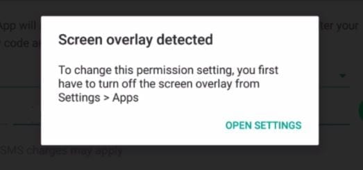 Como corrigir erro de sobreposição de tela no Android