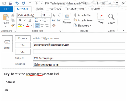 Outlook 2016 e 2013: come inviare un elenco di contatti