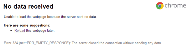 Google 크롬: 수신된 데이터 없음 오류 수정
