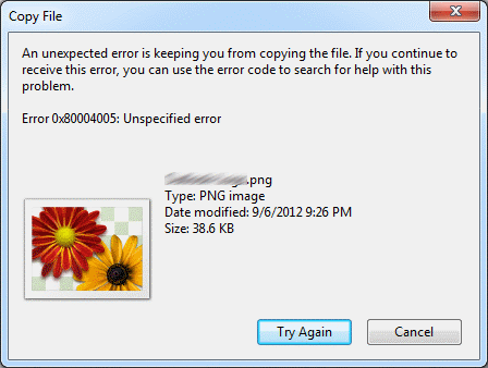 Correzione Un errore imprevisto ti impedisce di copiare il file Errore in Windows
