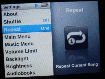 iPod Nano：曲を繰り返す