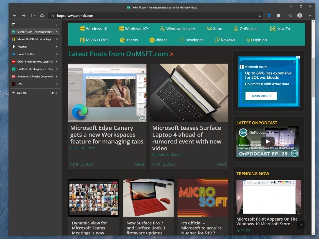 Verticale tabbladen inschakelen in Microsoft Edge om sneller te bladeren