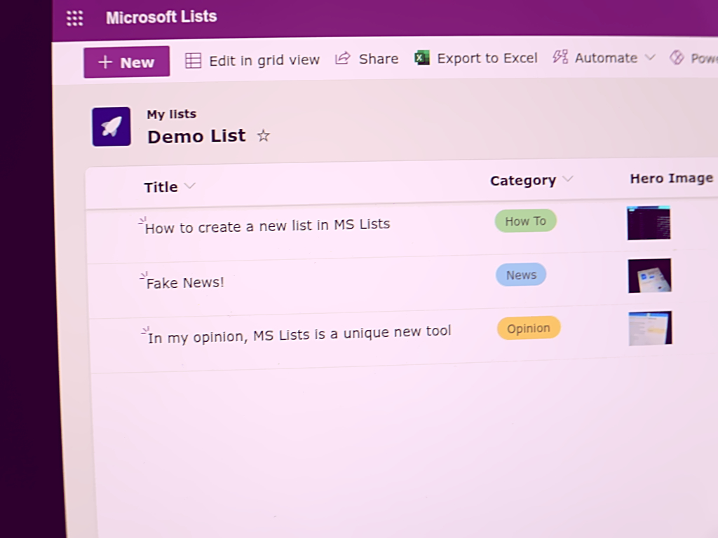 Listes Microsoft - Comment créer une nouvelle liste à partir de zéro
