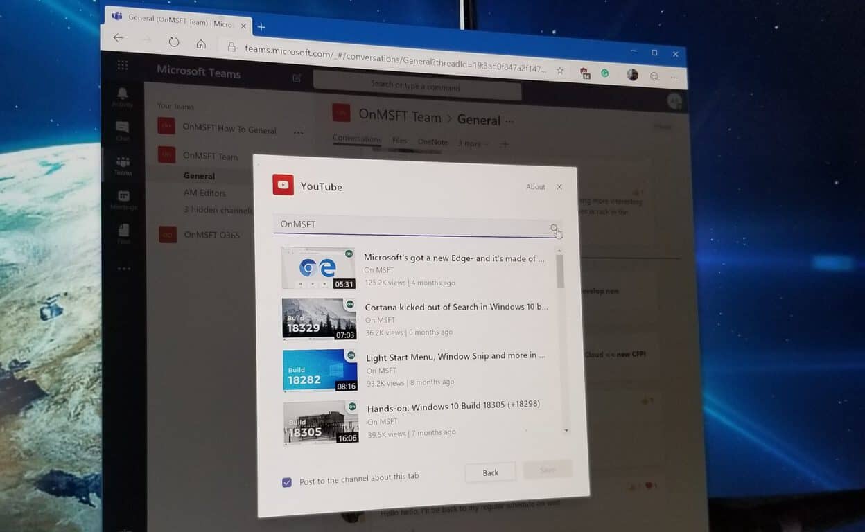 Come aggiungere lapp YouTube in Microsoft Teams