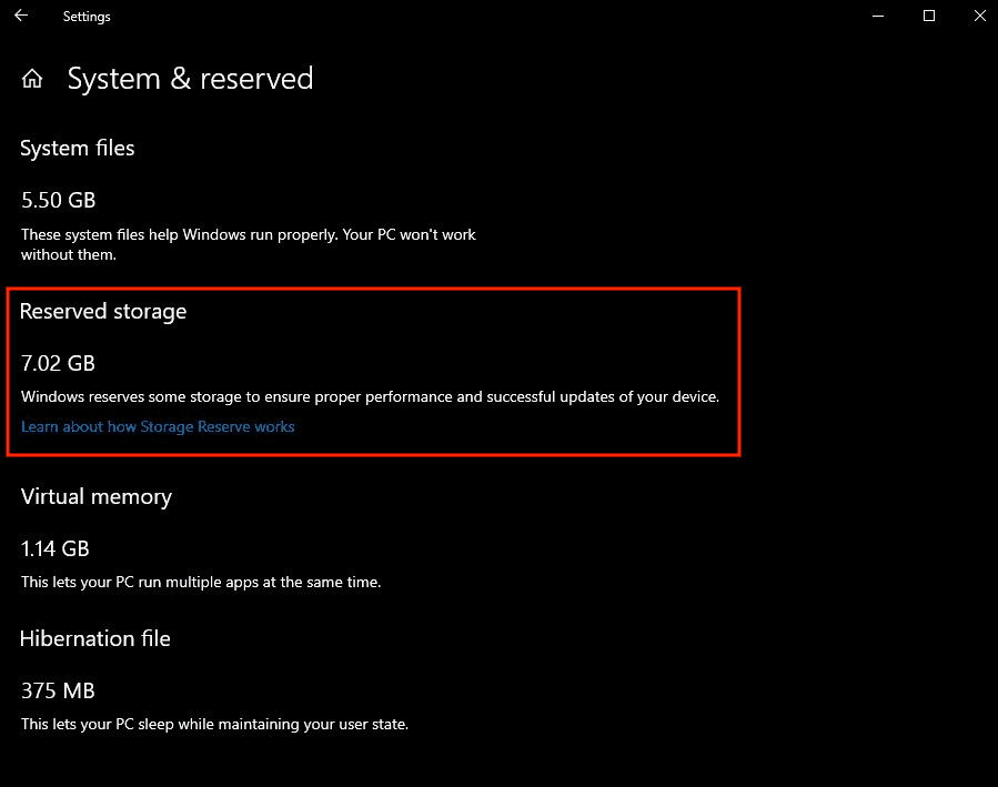 Cómo deshabilitar Microsofts 7GB de almacenamiento reservado en Windows 10
