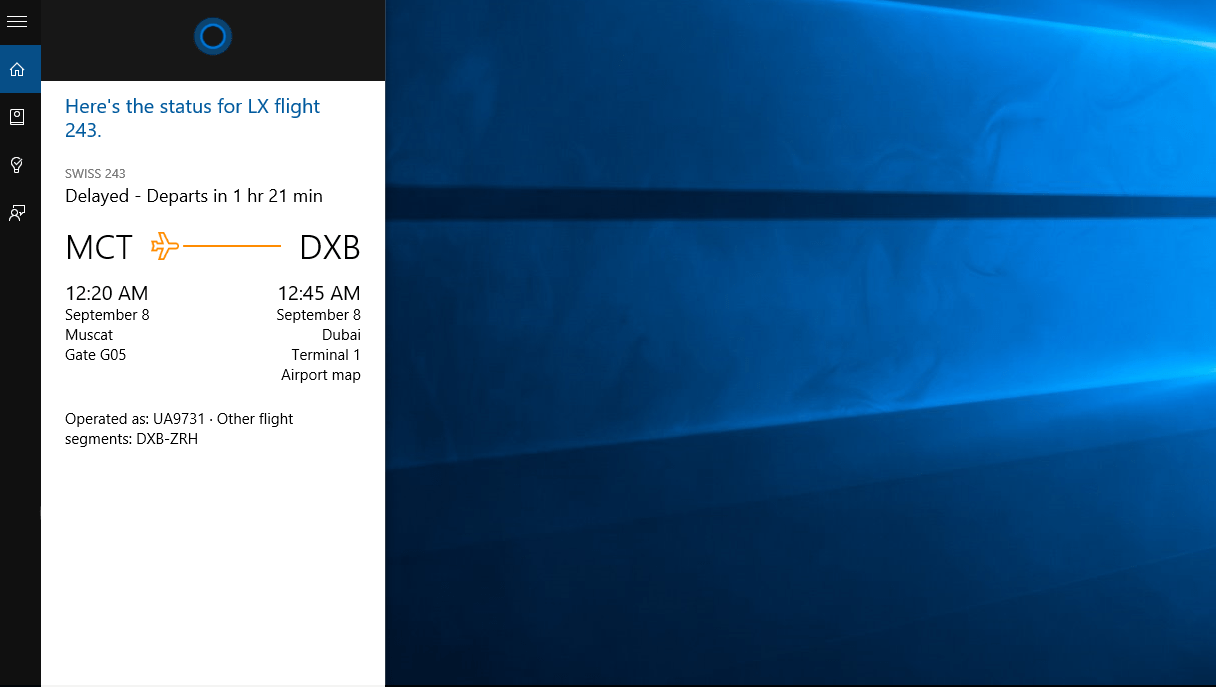 Windows10でCortanaを使用してフライトを追跡する方法