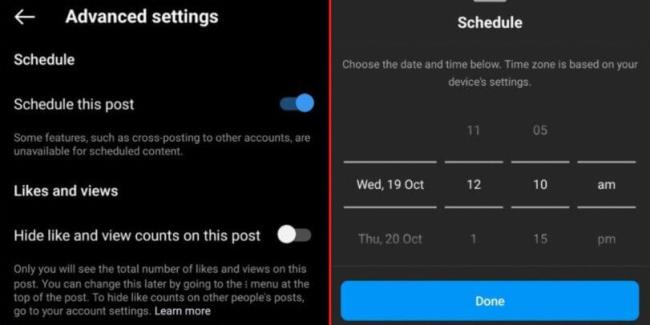 Novos recursos e atualizações do Instagram - agendamento de postagens no Instagram