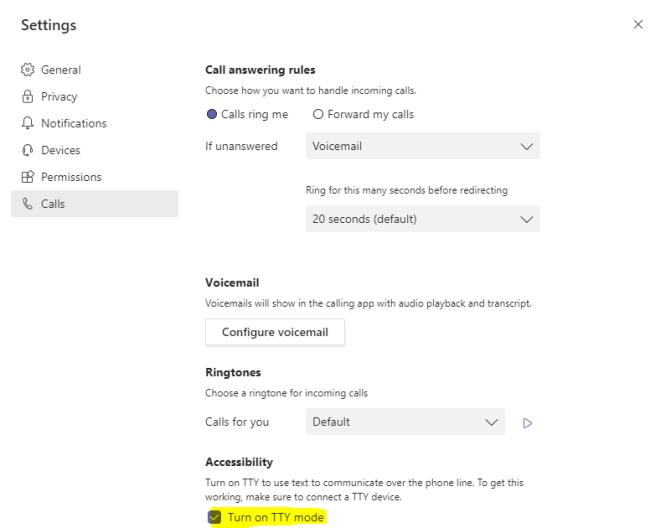 TTY-modus Microsoft Teams