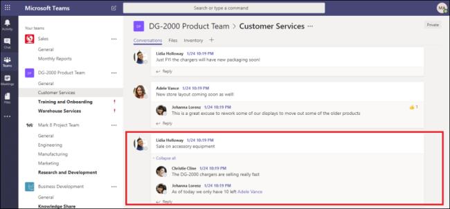 メッセージスレッドを使用して、MicrosoftTeamsのエクスペリエンスを向上させます