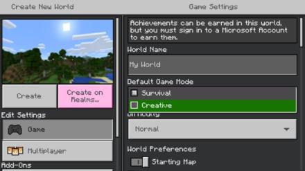 Minecraft Stwórz nowe tryby świata