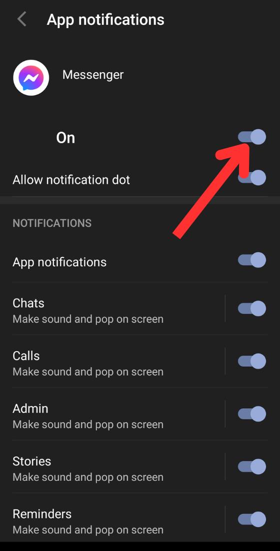 Setări telefon Android setări messenger notificări aplicație